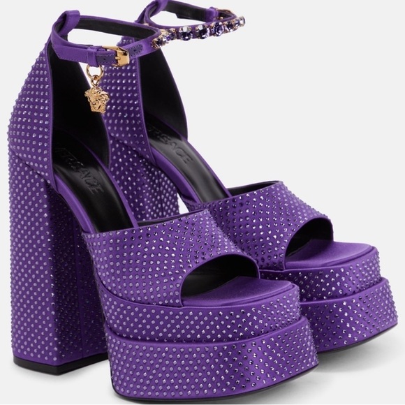 Versace Shoes - Versace Purple Medusa Aevitas rhinestone Platform Sandals EU 37